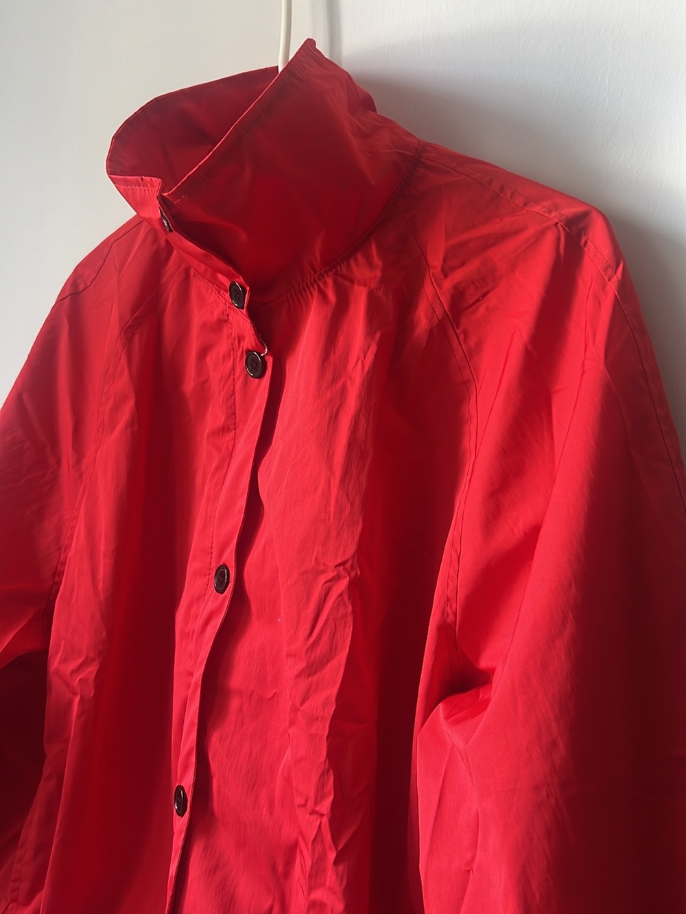 Viral Red Oversized Utility Windbreaker Button Front Jacket - Picture 3 of 13